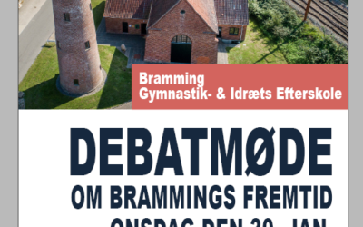 Få indflydelse på Brammings fremtid og tilmeld dig debatmøde på Bramming Gymnastik- og Idrætsefterskole den 30. januar (klik for at se mere om program og tilmelding)